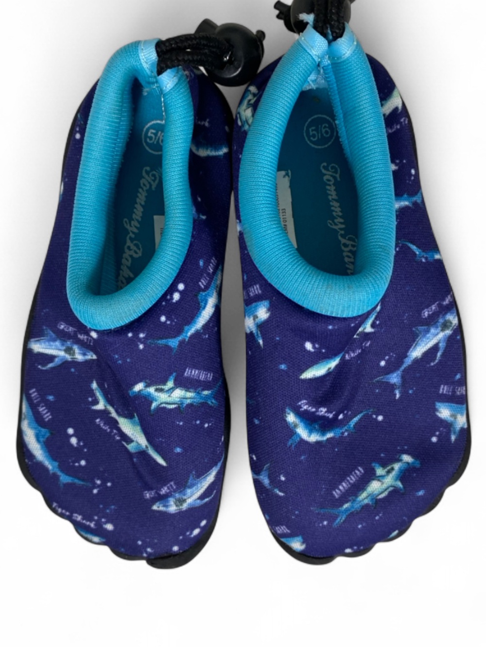 Tommy Bahama Kids Water Shoes Size 5/6 Blue Shark Print Aqua Beach Swim Shoes